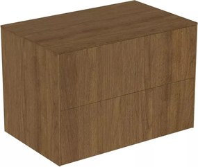 Dulap baza suspendat Ideal Standard Atelier Conca finisaj nuc inchis 2 sertare cu blat 80 cm