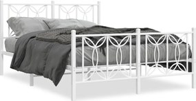 vidaXL Cadru de pat metalic cu tăblie de cap/picioare, alb, 140x190 cm