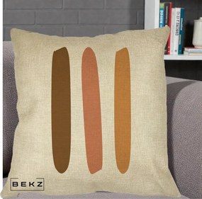 Perna Decorativa Abstract Linii Terracotta, 40x40 cm, Crem, Husa Detasabila, Perna Inclusa, BEKZ®