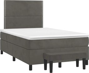 vidaXL Pat box spring cu saltea, gri închis, 120x190 cm, catifea