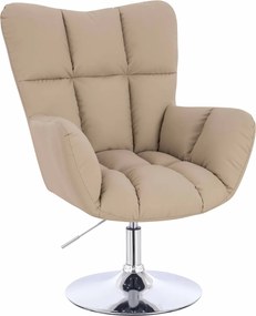 HR650N Scaun Crem Piele Ecologica Premium Soft cu Bază Cromata