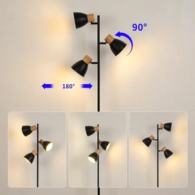 Brilagi - Lampă de podea ODENSE, 3xE14/10W/230V, lemn de cauciuc, negru