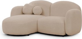 Colțar maro deschis cu tapițerie din țesătură bouclé (cu colț pe partea stângă/cu șezlong) Orbit – Ropez