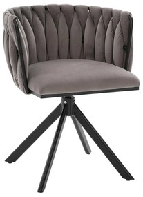 Set de 2 scaune pivotante din catifea, Gri | Aosom Romania