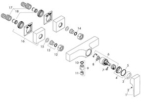 Baterie dus cu montaj pe perete, Hansgrohe, Metropol, crom