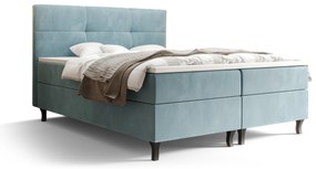 Pat matrimonial Boxspring 140 cm Lumba (gri albastru ( cu saltea și sp. depozitare). 1046671