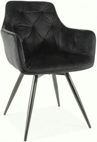 Scaun MANGO, negru, stofa catifelata, 57x45x83 cm