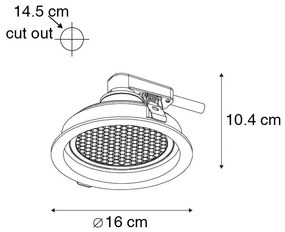 Spot încastrat inteligent negru reglabil, inclusiv Wifi GU10 111mm - Coop 111 Honey
