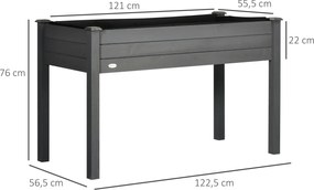 Outsunny Jardinieră pe picioare potager dim. 123L x 57l x 76H cm Inserții de irigare + pânză de drenaj Lemn masiv de brad | Aosom Romania