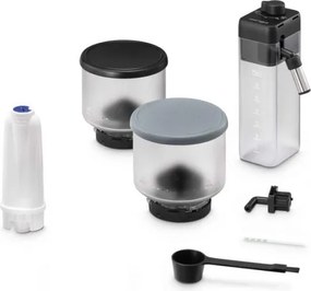 Mașină de espresso DeLonghi Rivelia Onyx Black EXAM440.55.B, 1450 W, 19 bari, 1,4 L, 16 băuturi, Aroma, LatteCrema Hot, Twin Shot, Bean Adapt, ecran tactil TFT, negru mat