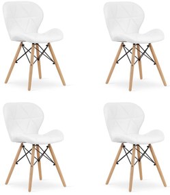 Set 4 Scaune Bucatarie/Dining Kross Alb Piele Ecologica