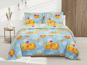 Lenjerie de pat din microfibra albastra, EMOJI Dimensiune lenjerie de pat: 70 x 90 cm | 140 x 200 cm