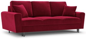 Canapea  extensibila 3 locuri Moghan cu tapiterie din catifea, picioare din metal negru, rosu