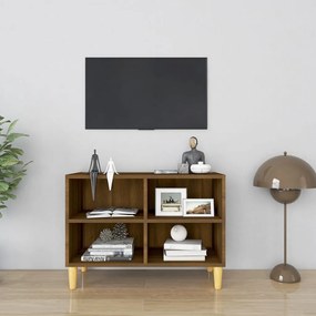 Comoda TV, picioare lemn masiv, stejar maro, 69,5x30x50 cm 1, Stejar brun, 69.5 x 30 x 50 cm