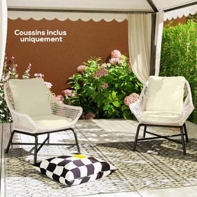 Outsunny Set de 2 perne pentru șezut cu spătar, pernă de șezut și de spătar pentru exterior și interior, crem | Aosom Romania
