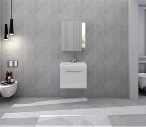 Set 2 piese mobilier pentru baie, alb, 50 cm