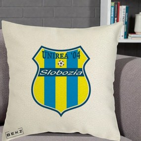 Perna Personalizata Unirea '04 Slobozia Fotbal, 40x40 cm, Ecru, Husa Detasabila, Perna Inclusa, BEKZ®