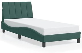 3213748 vidaXL Cadru de pat cu lumini LED, verde închis, 80x200 cm, catifea