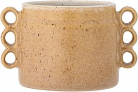 Ghiveci din ceramică, maro, decorat manual cu mici bucle laterale, glazură reactivă, 12 x 15 cm, „Souri”