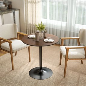 HOMCOM Masă de dining rotundă 70 cm pentru 2 persoane cu blat din placaj de lemn masiv și baza din oțel maro | Aosom Romania