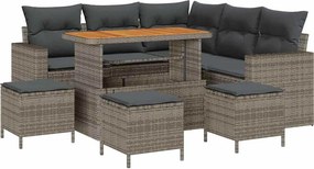 vidaXL Set de canapele pentru grădină 9 pcs Gri poliratan