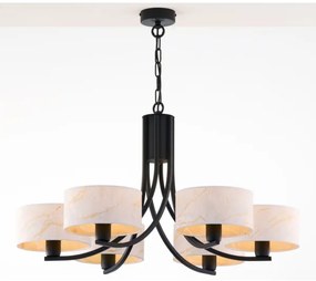 Jupiter 2105 - Candelabru suspendat pe lanț ARTHUR 6xE27/15W/230V alb/negru/decor marmură