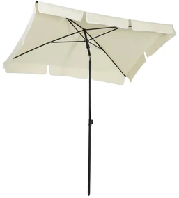 Outsunny Umbrelă Parasolară Dreptunghiulară pentru Terasă și Grădină, Ușor de Manevrat, 200x125x235cm, Crem | Aosom Romania