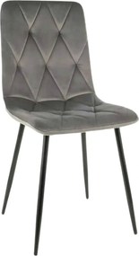 Scaun TOM, gri/negru, stofa catifelata/metal, 45x39x91 cm