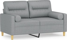 vidaXL Canapea cu 2 locuri cu pernuțe, gri deschis, 120 cm, textil