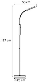 Lampă de podea modernă neagră, incl. LED, reîncărcabilă, cu 3 trepte de intensitate - Statler