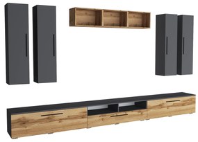 Living haaus Haga V4, Antracit/Stejar Wotan, L 360 cm