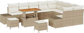 vidaXL Set de canapele pentru grădină cu pernă 12 pcs Bej Rattan poli