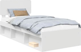 vidaXL Cadru de pat cu headboard Alb 90 x 200 cm Lemn de pin masiv
