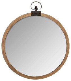 Oglindă de perete, rotundă, decorativă în cadru din lemn, Ø 74 cm
