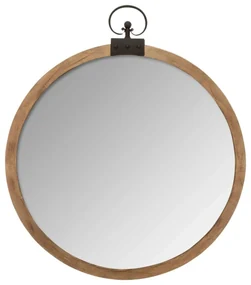 Oglindă de perete, rotundă, decorativă în cadru din lemn, Ø 74 cm