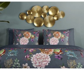 Lenjerie de pat gri antracit din bumbac satinat pentru pat dublu, extinsă 240x220 cm Parma – Descanso