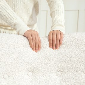 HOMCOM Fotoliu de Leagăn, Material de pluș confortabil, căptușeală groasă, pernă lombară, anti-alunecare, Crem | Aosom Romania