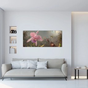 Tablou - Martin Johnson Heade, Cattleya Orchid and Three Hummingbirds, reproducere (120x50 cm)