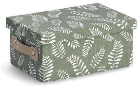 Cutie depozitare cu capac, bumbac, motiv frunze