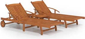 vidaXL Set șezlonguri, 2 piese, cu masă, lemn masiv de acacia