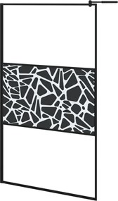 vidaXL Paravan de duș walk-in negru 115x195 cm sticlă ESG model piatră