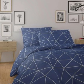 Lenjerie de pat din bumbac Kvalitex Nordic Gridalbastru, 220 x 200 cm, 2x 70 x 90 cm, 220 x 200 cm, 2 buc. 70 x 90 cm