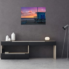 Tablou pe sticlă de pe plaja Santa Monica (70x50 cm)