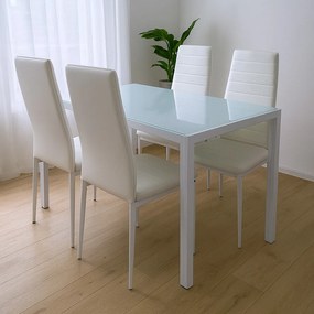 Portland 4+1 set de sufragerie alb