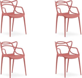 Set 4 scaune din plastic KATO, culoarea coral
