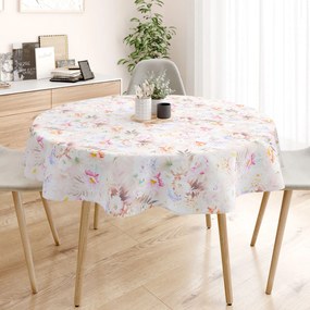 Goldea față de masă 100% bumbac deluxe - flori sălbatice - rotundă Ø 140 cm