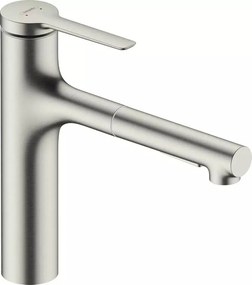 Baterie bucatarie cu dus extractibil Hansgrohe Zesis M33 160 cu pulverizator metalic 2 jeturi finisaj otel inoxidabil