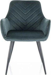Scaun FIG, verde/negru, stofa catifelata/metal, 57x47x85 cm