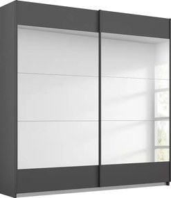 Dressing 181 cm lungime, 2 uși glisante, cu oglindă, culoare gri antracit, 210 cm înălțime