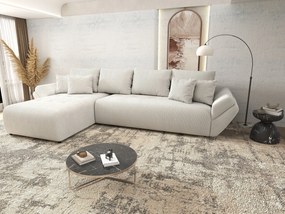 Colțar extensibil dumonde cu ladă de depozitare si sezut confortabil din spuma high-density, Berlin XL Zoom Crem 350x185 cm